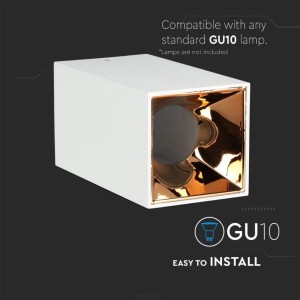 Portafaretto LED da Plafone Quadrato GU10 Bianco Riflettore Oro Rosa V-TAC VT-882-Q - foto 5