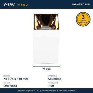 Portafaretto LED da Plafone Quadrato GU10 Bianco Riflettore Oro Rosa V-TAC VT-882-Q - foto 13
