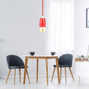 Portalampada Sospensione E27 60W in Porcellana Rosso con Cavo in Corda V-TAC VT-7998-R - foto 3