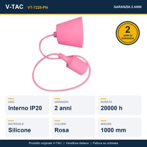 Lampada a Sospensione E27 max 60W in Silicone Rosa V-TAC VT-7228-PN - foto 9
