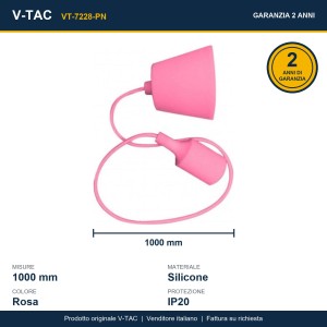 Lampada a Sospensione E27 max 60W in Silicone Rosa V-TAC VT-7228-PN - foto 10