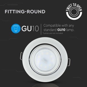 Portafaretto da incasso rotondo GU10 e GU5.3 grigio orientabile 15° V-TAC VT-775MG - foto 5