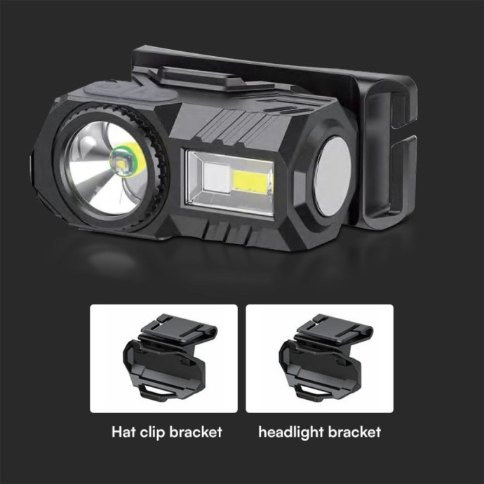 Torcia LED Frontale Ricaricabile USB-C 3W 190lm IP43 con Cintura in Silicone V-TAC VT-9902