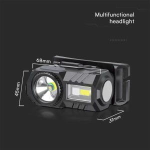 Torcia LED Frontale Ricaricabile USB-C 3W 190lm IP43 con Cintura in Silicone V-TAC VT-9902 - foto 9