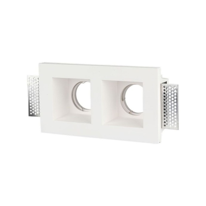 Portafaretto da incasso doppio rettangolare 2xGU10 o GU5.3 in gesso bianco V-TAC VT-762