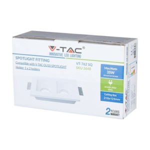 Portafaretto da incasso doppio rettangolare 2xGU10 o GU5.3 in gesso bianco V-TAC VT-762 - foto 2