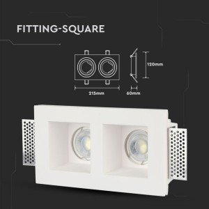 Portafaretto da incasso doppio rettangolare 2xGU10 o GU5.3 in gesso bianco V-TAC VT-762 - foto 3