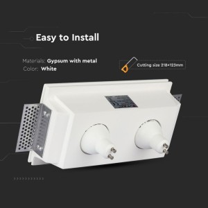Portafaretto da incasso doppio rettangolare 2xGU10 o GU5.3 in gesso bianco V-TAC VT-762 - foto 5