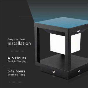 Lampada LED solare da esterno 2W con sensore di movimento 3000K IP65 nera V-TAC VT-11022-B - foto 5