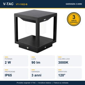 Lampada LED solare da esterno 2W con sensore di movimento 3000K IP65 nera V-TAC VT-11022-B - foto 10