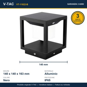 Lampada LED solare da esterno 2W con sensore di movimento 3000K IP65 nera V-TAC VT-11022-B - foto 11