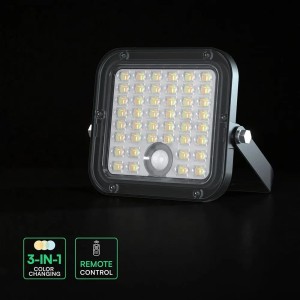 Faro LED Solare 30W con Sensore PIR e Telecomando CCT 4000K+6000K IP65 V-TAC VT-432CCT - foto 3