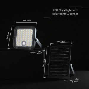 Faro LED Solare 30W con Sensore PIR e Telecomando CCT 4000K+6000K IP65 V-TAC VT-432CCT - foto 6