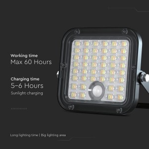 Faro LED solare 10W 4000K/6000K con telecomando e sensore PIR IP65 nero V-TAC VT-411CCT - foto 6