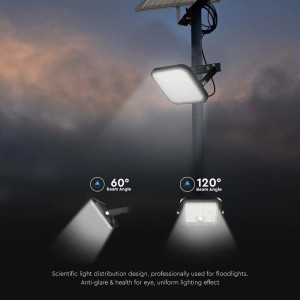 Faro LED solare 10W 4000K/6000K con telecomando e sensore PIR IP65 nero V-TAC VT-411CCT - foto 7