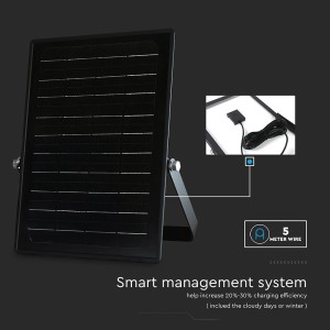 Faro LED solare 10W 4000K/6000K con telecomando e sensore PIR IP65 nero V-TAC VT-411CCT - foto 14