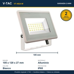 Faro LED 20W 6500K IP65 Bianco Freddo Driver Integrato V-TAC VT-4924-W - foto 13