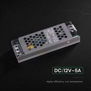 Alimentatore LED Slim 60W 12V 5A IP20 in Metallo V-TAC VT-13060-S - foto 3