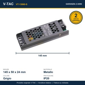 Alimentatore LED Slim 60W 12V 5A IP20 in Metallo V-TAC VT-13060-S - foto 6
