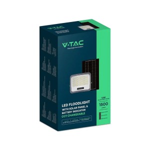 Faro LED solare 12W CCT 3000K 4500K 6500K IP65 nero con telecomando V-TAC VT-105W - foto 2