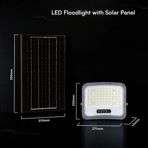 Faro LED solare 12W CCT 3000K 4500K 6500K IP65 nero con telecomando V-TAC VT-105W - foto 4