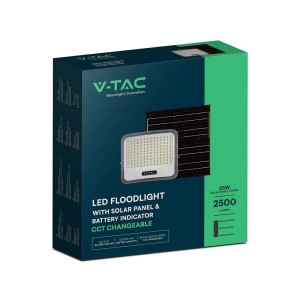 Faro LED solare 25W CCT 3000K 4500K 6500K con telecomando IP65 nero V-TAC VT-305W - foto 2