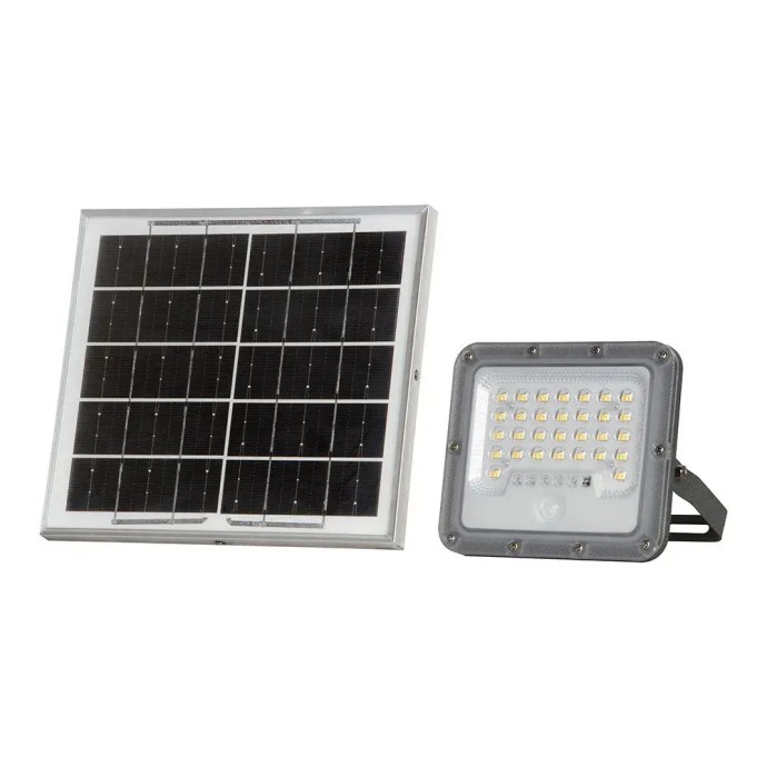 Faro LED solare 10W 6000K IP65 con telecomando e sensore PIR grigio V-TAC VT-44048