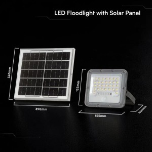 Faro LED solare 10W 6000K IP65 con telecomando e sensore PIR grigio V-TAC VT-44048 - foto 4