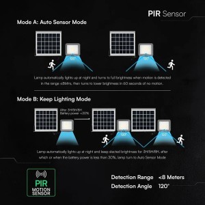 Faro LED solare 10W 6000K IP65 con telecomando e sensore PIR grigio V-TAC VT-44048 - foto 6