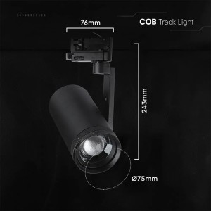Faretto LED COB 30W per Binario Trifase CCT 3000K 4200K 6400K Nero V-TAC VT-18031CCT - foto 4