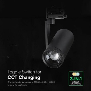 Faretto LED COB 30W per Binario Trifase CCT 3000K 4200K 6400K Nero V-TAC VT-18031CCT - foto 6