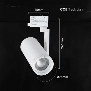 Faretto LED COB 30W per Binario Trifase CCT 3000K 4200K 6400K Bianco V-TAC VT-18031CCT - foto 4