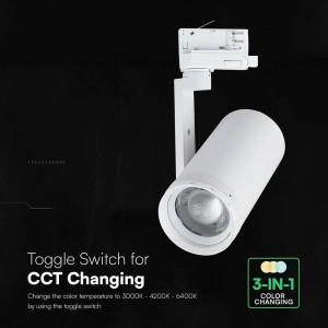 Faretto LED COB 30W per Binario Trifase CCT 3000K 4200K 6400K Bianco V-TAC VT-18031CCT - foto 5