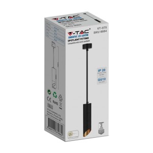 Portafaretto LED a sospensione GU10 in alluminio nero con riflettore oro V-TAC VT-975-200 - foto 2