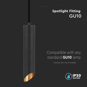 Portafaretto LED a sospensione GU10 in alluminio nero con riflettore oro V-TAC VT-975-200 - foto 5