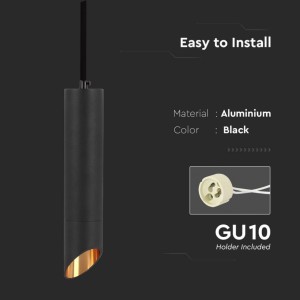 Portafaretto LED a sospensione GU10 in alluminio nero con riflettore oro V-TAC VT-975-200 - foto 6