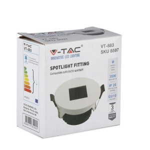 Portafaretto da incasso GU10 quadrato bianco con interno nero V-TAC VT-883 - foto 2