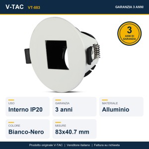 Portafaretto da incasso GU10 quadrato bianco con interno nero V-TAC VT-883 - foto 12