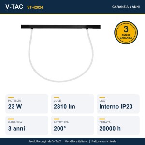 Tubo LED Flessibile per Binario Magnetico 23W 48V Nero CCT 3in1 V-TAC VT-42024 - foto 12