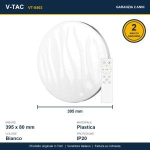 Plafoniera LED rotonda 40W 3000K-6500K dimmerabile con telecomando V-TAC VT-8403 - foto 17