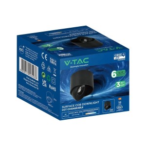 Faretto LED COB 18W CCT 3000K 4000K 6500K nero IP44 orientabile V-TAC VT-110018CCT - foto 2