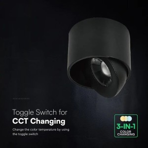 Faretto LED COB 18W CCT 3000K 4000K 6500K nero IP44 orientabile V-TAC VT-110018CCT - foto 6