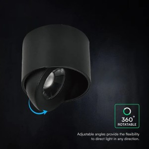 Faretto LED COB 18W CCT 3000K 4000K 6500K nero IP44 orientabile V-TAC VT-110018CCT - foto 8