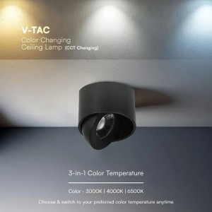 Faretto LED COB 18W CCT 3000K 4000K 6500K nero IP44 orientabile V-TAC VT-110018CCT - foto 9