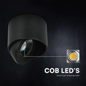 Faretto LED COB 18W CCT 3000K 4000K 6500K nero IP44 orientabile V-TAC VT-110018CCT - foto 12