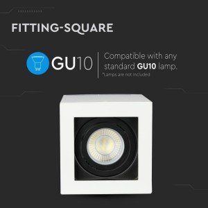 Portafaretto LED Quadrato da Plafone GU10 e GU5.3 Bianco Orientabile V-TAC VT-797-WH - foto 3