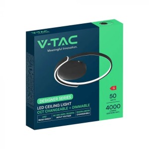 Lampadario LED 50W Rotondo Nero CCT 3000K 4000K 6500K con Telecomando V-TAC VT-84025RD - foto 2