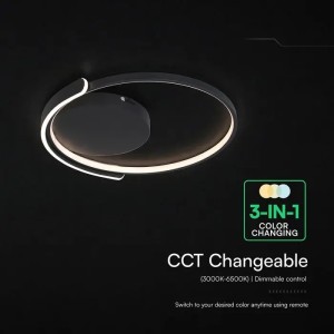 Lampadario LED 50W Rotondo Nero CCT 3000K 4000K 6500K con Telecomando V-TAC VT-84025RD - foto 6