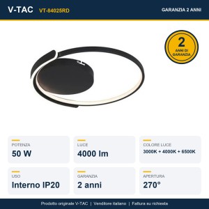 Lampadario LED 50W Rotondo Nero CCT 3000K 4000K 6500K con Telecomando V-TAC VT-84025RD - foto 12