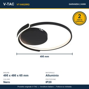 Lampadario LED 50W Rotondo Nero CCT 3000K 4000K 6500K con Telecomando V-TAC VT-84025RD - foto 13